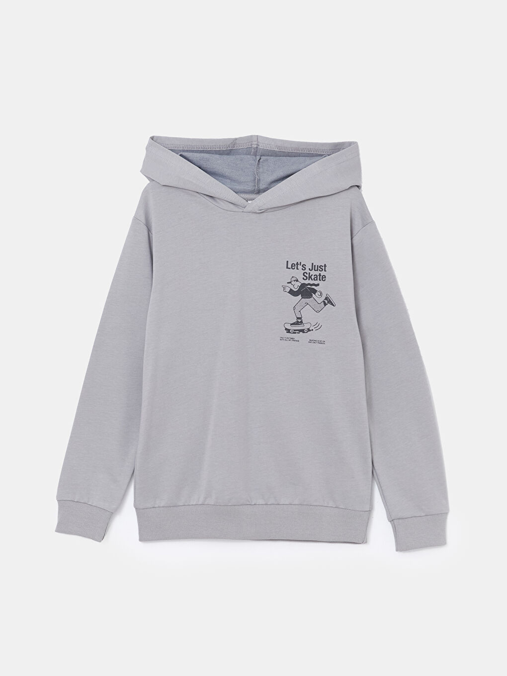 LCW Kids Gri Kapüşonlu Baskılı Erkek Çocuk Sweatshirt