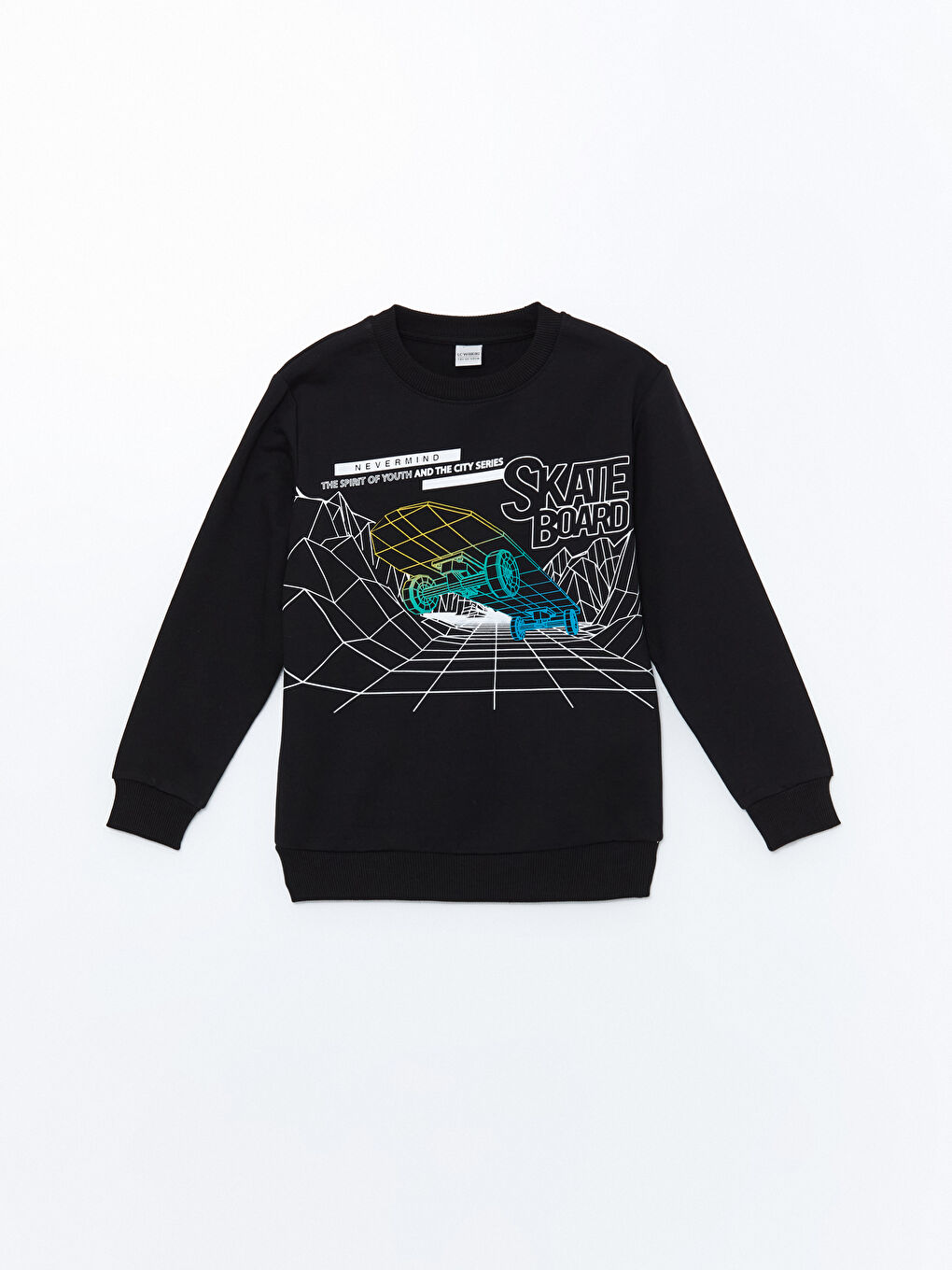 LCW Kids Siyah Bisiklet Yaka Erkek Çocuk Sweatshirt