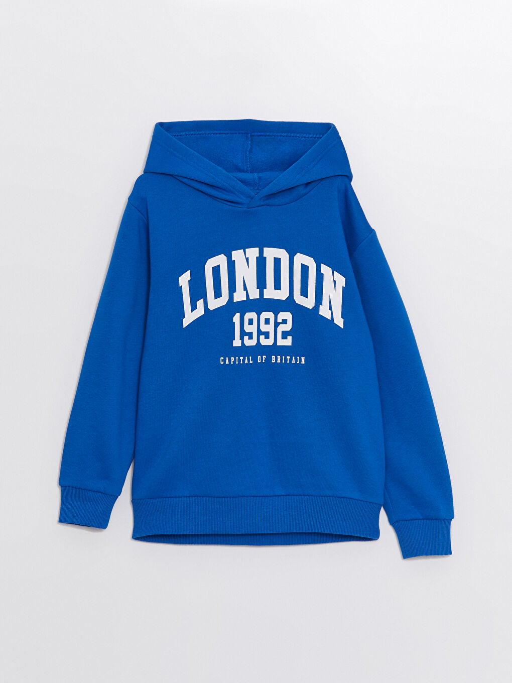 LCW Kids Mavi Kapüşonlu Baskılı Uzun Kollu Erkek Çocuk Sweatshirt