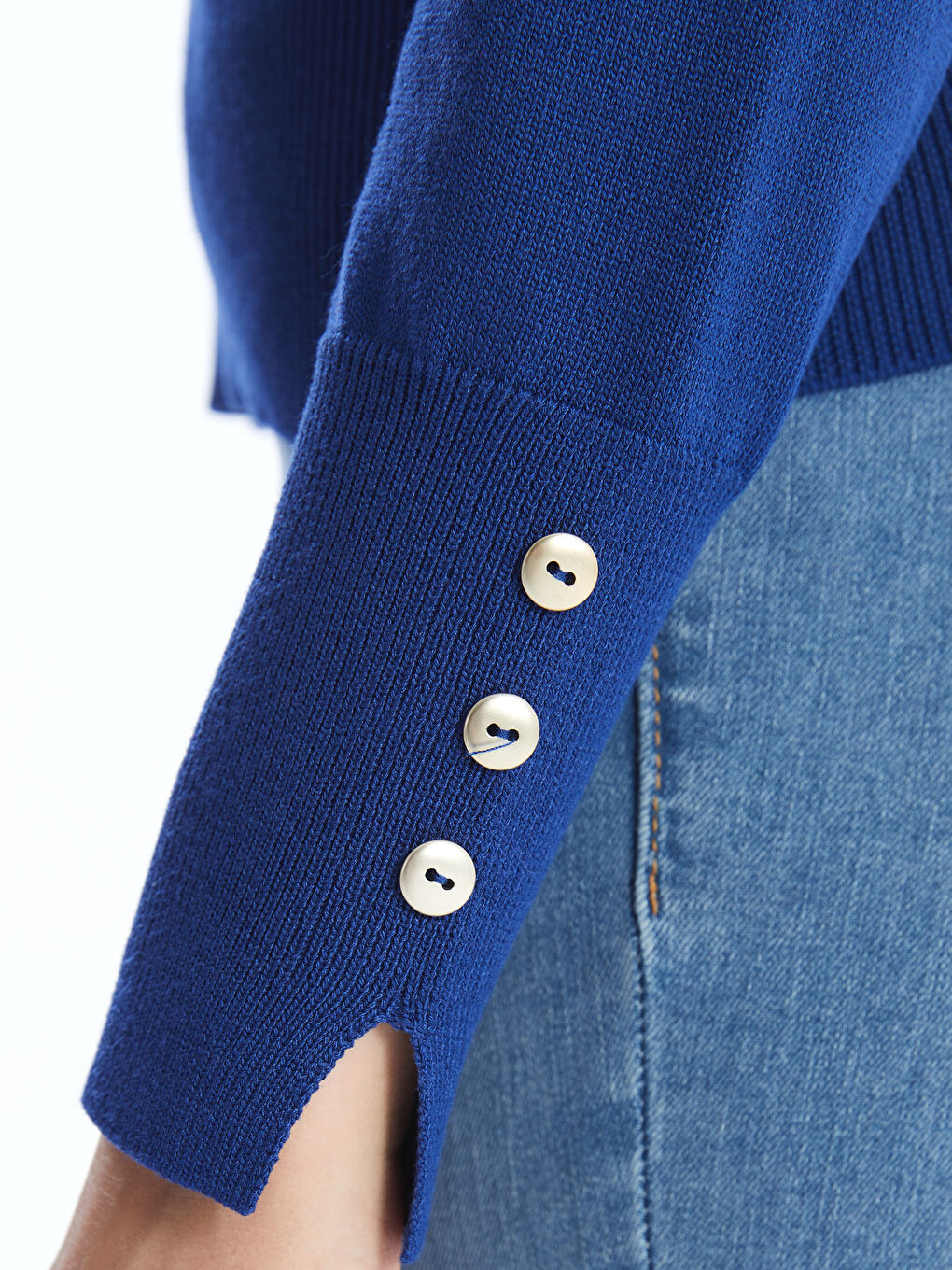 Crew Neck Plain Long Sleeve Women's Knitwear Sweater-2