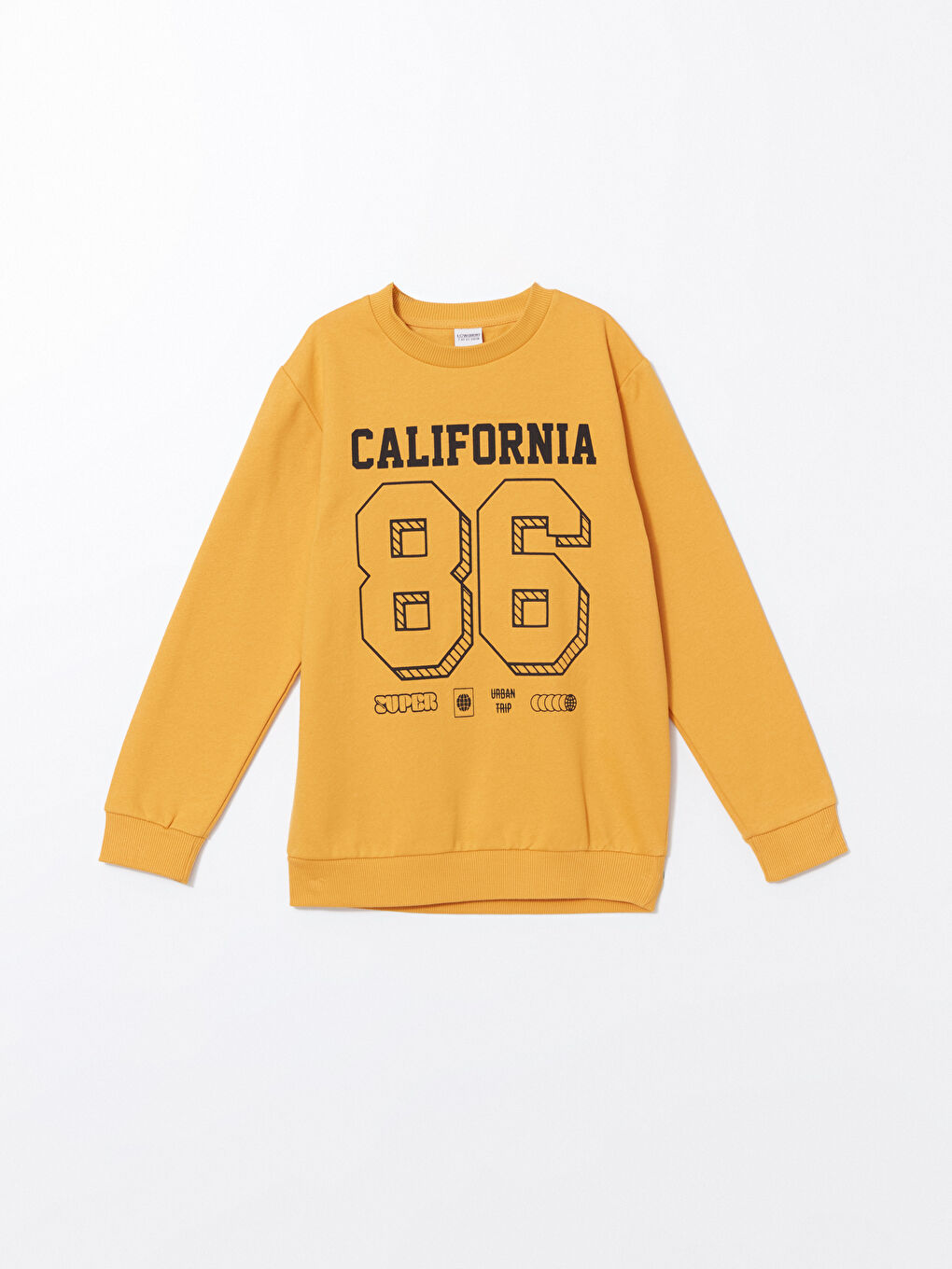 LCW Kids Sarı Bisiklet Yaka Erkek Çocuk Sweatshirt