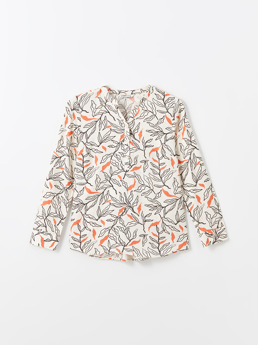 LCW Grace Notch Neck Patterned Long Sleeve Women's Blouse -W48373Z8-LQB