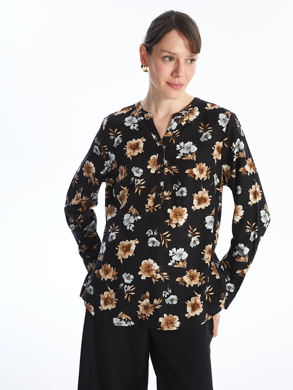 LCW Grace Bluza ženska sa izrezom, dezenirana, dugih rukava -W48373Z8-LQJ