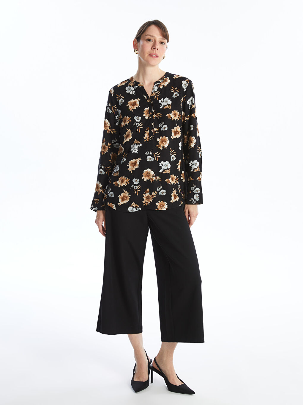 LCW Grace Bluza ženska sa izrezom, dezenirana, dugih rukava -W48373Z8-LQJ