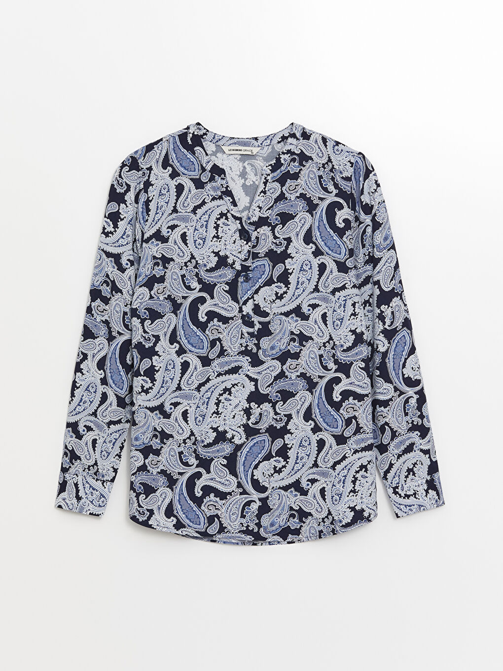 LCW Grace Kerbausschnitt Gemusterte Langarm Damenbluse -W48373Z8-LSJ