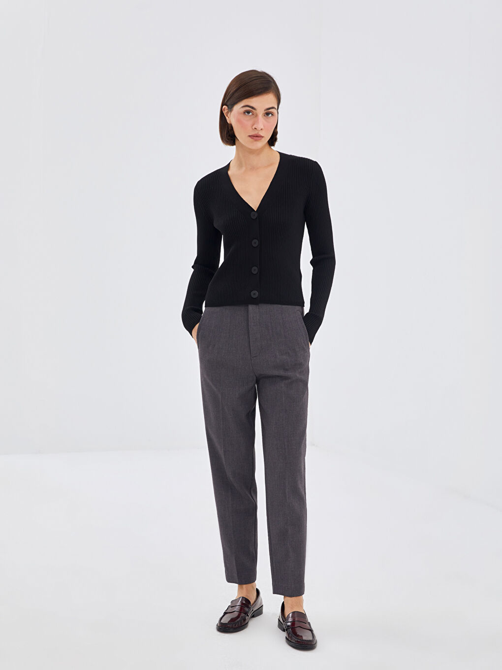 V Neck Women's Knitwear Cardigan -W48376Z8-CVL