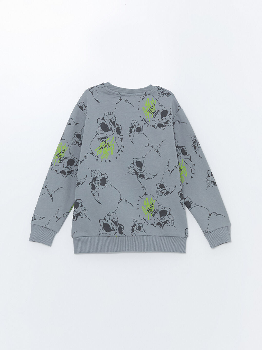 LCW Kids Gri Baskılı Bisiklet Yaka Baskılı Uzun Kollu Erkek Çocuk Sweatshirt - 2