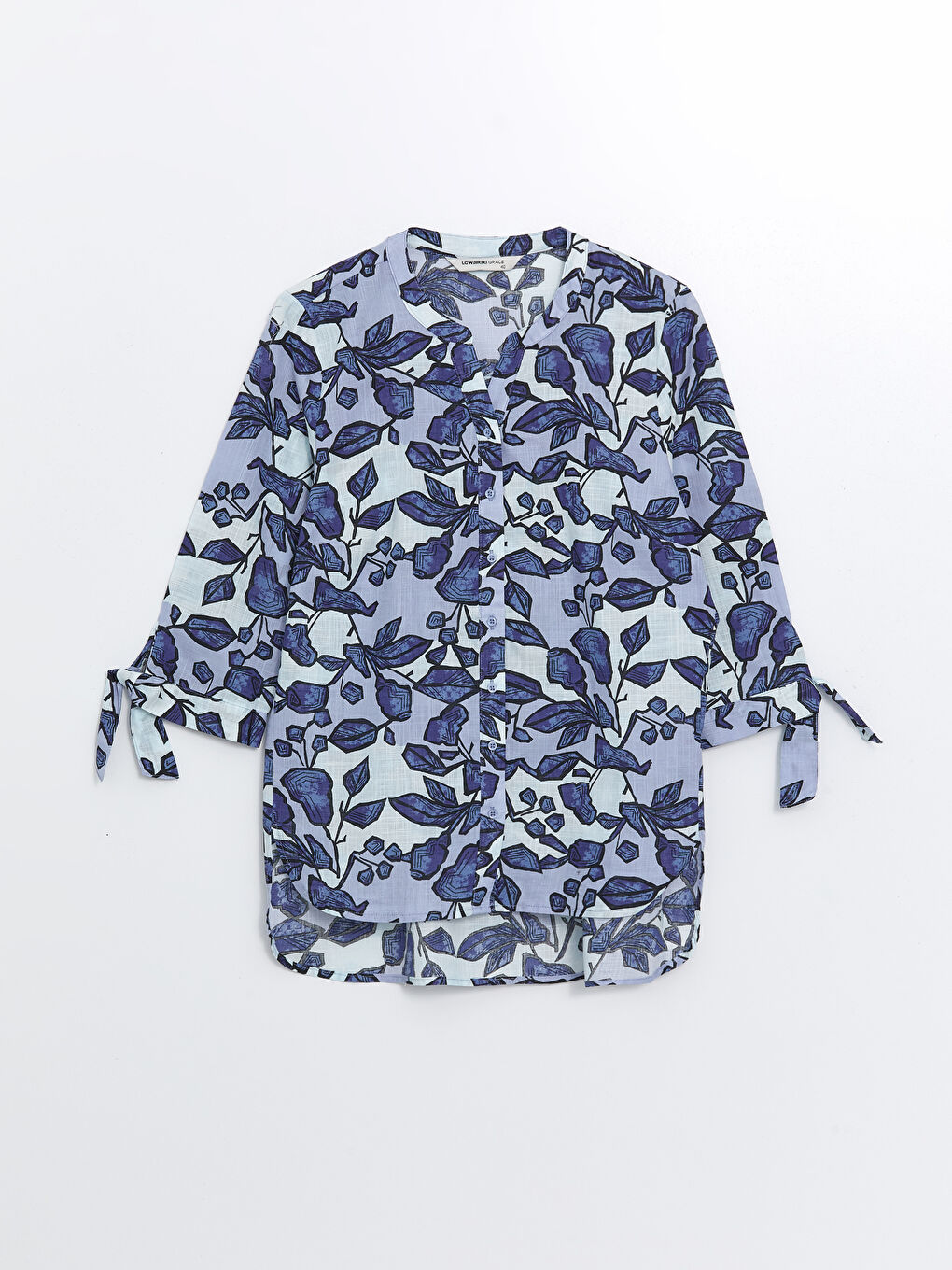 Bluza sa okovratnikom i cvetnim uzorkom za žene-4