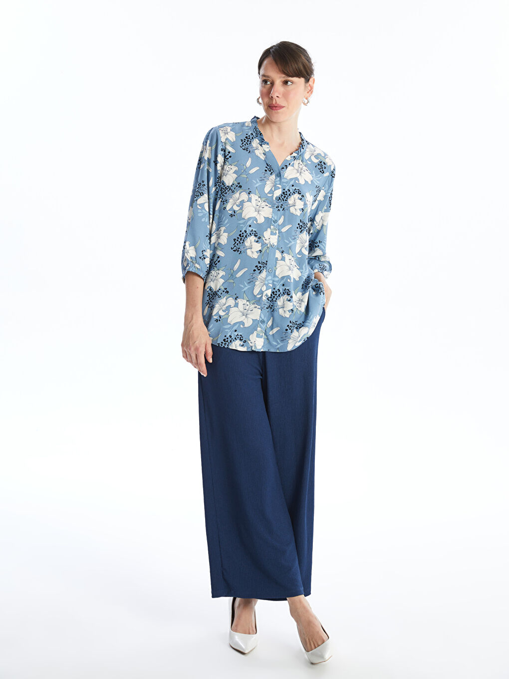 Notch Neck Floral Women's Blouse -W48420Z8-LQQ