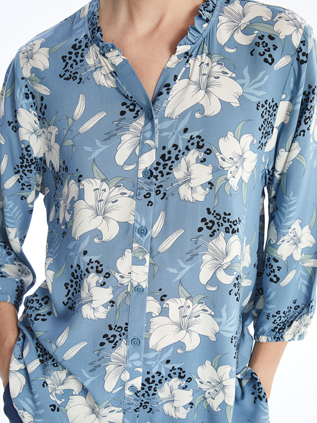 Notch Neck Floral Women's Blouse -W48420Z8-LQQ