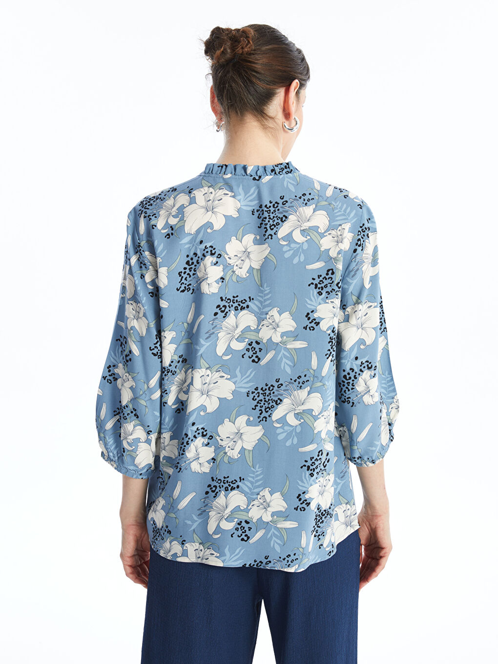Notch Neck Floral Women's Blouse -W48420Z8-LQQ