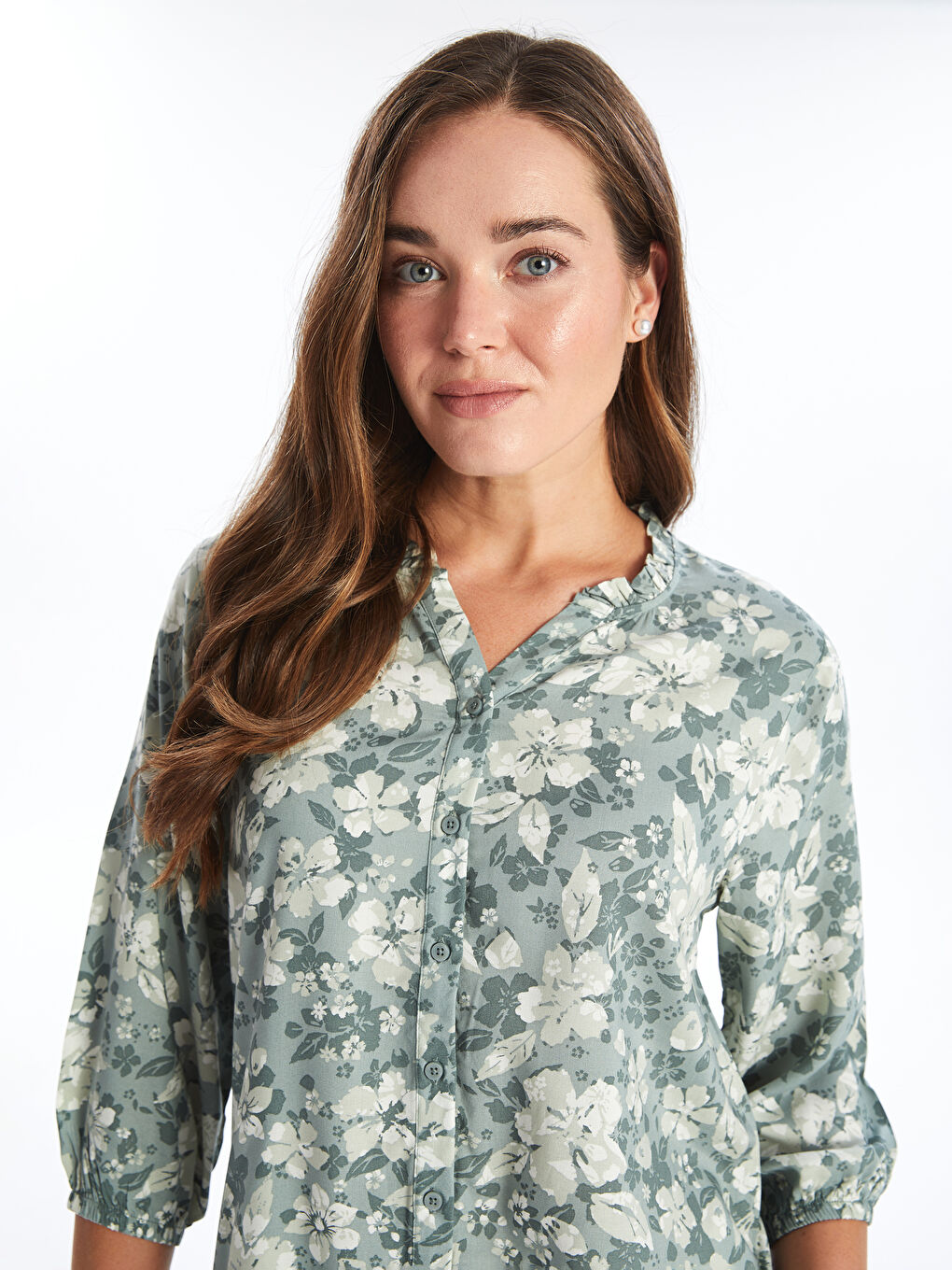 Notch Neck Floral Women's Blouse-2