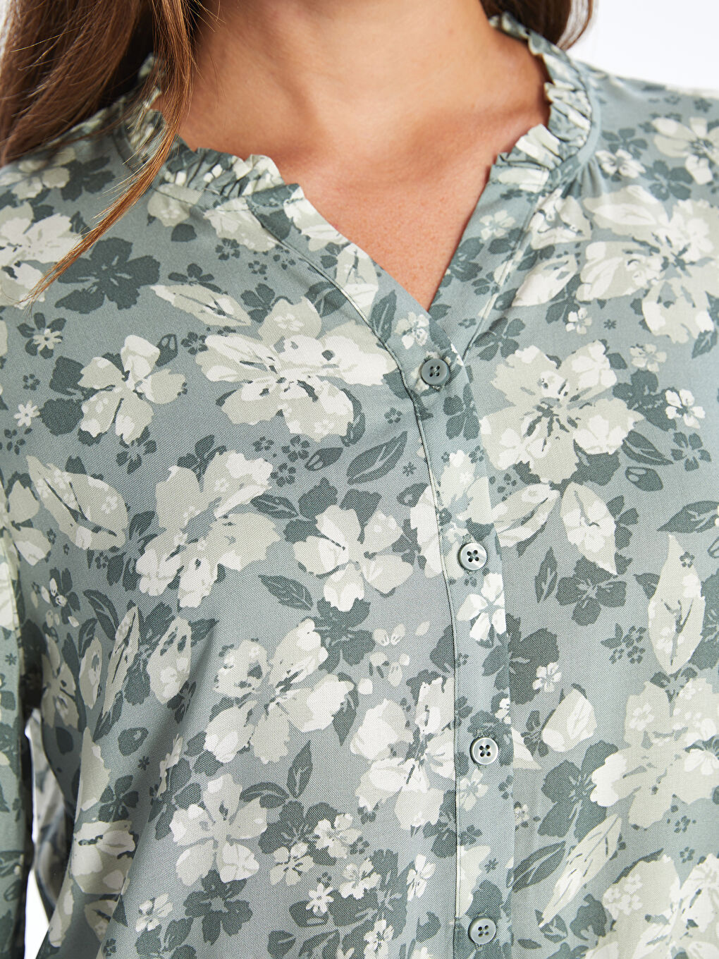 Notch Neck Floral Women's Blouse-3