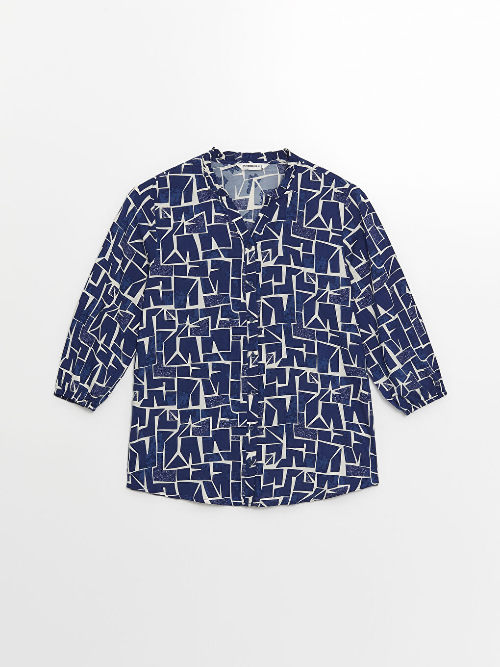 Notch Neck Patterned Women's Blouse-5