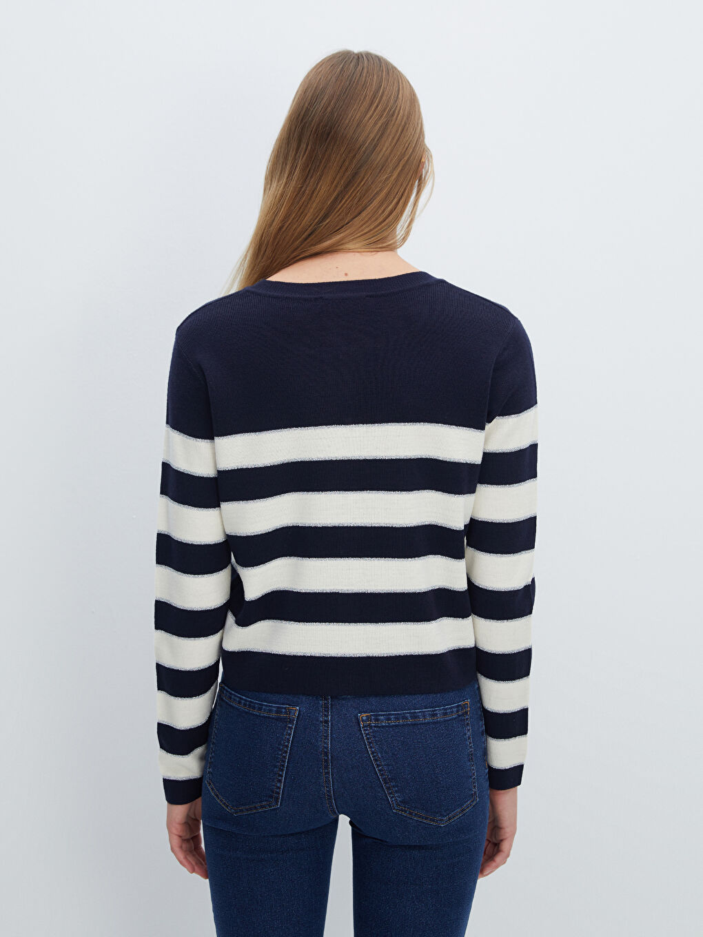 Crew Neck Color Block Women's Knitwear Cardigan-3