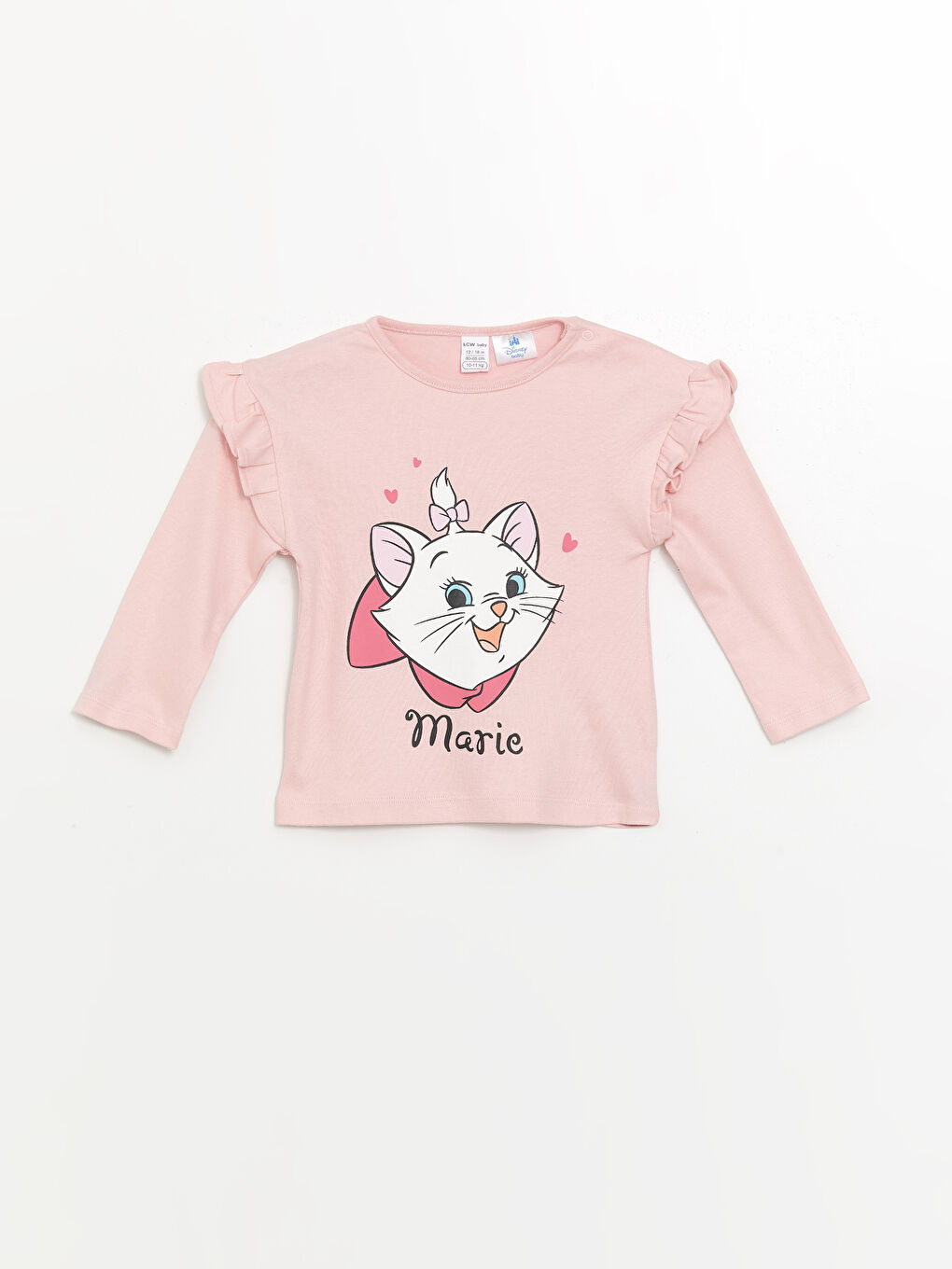 LCW baby Açık Pembe Bisiklet Yaka Uzun Kollu Mary Cat Baskılı Kız Bebek Pijama Takımı - 3