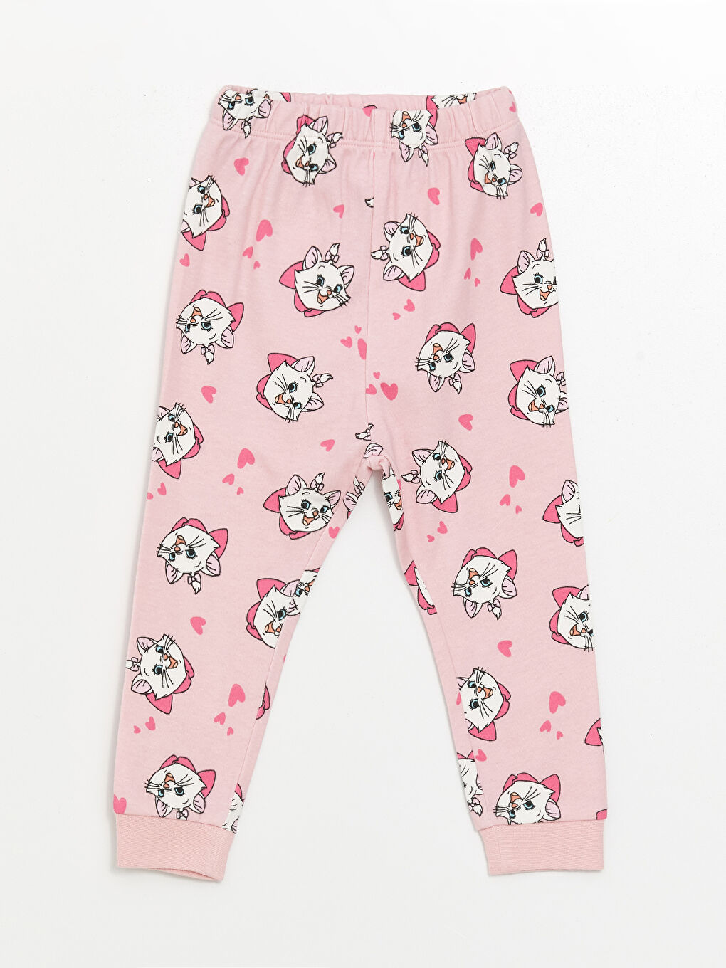 LCW baby Açık Pembe Bisiklet Yaka Uzun Kollu Mary Cat Baskılı Kız Bebek Pijama Takımı - 5