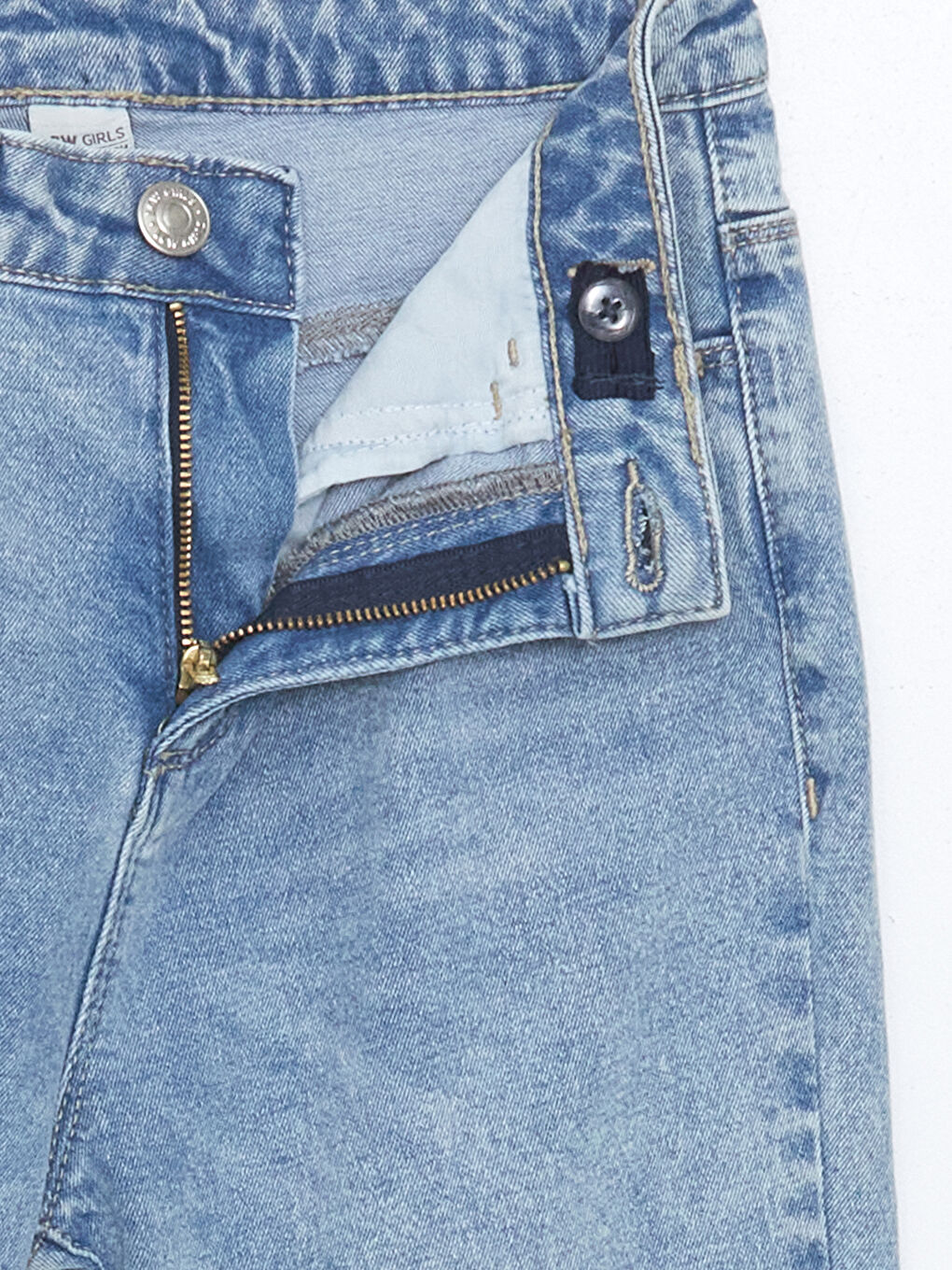 Girl's Jean Trousers with Adjustable Elastic Waist-2