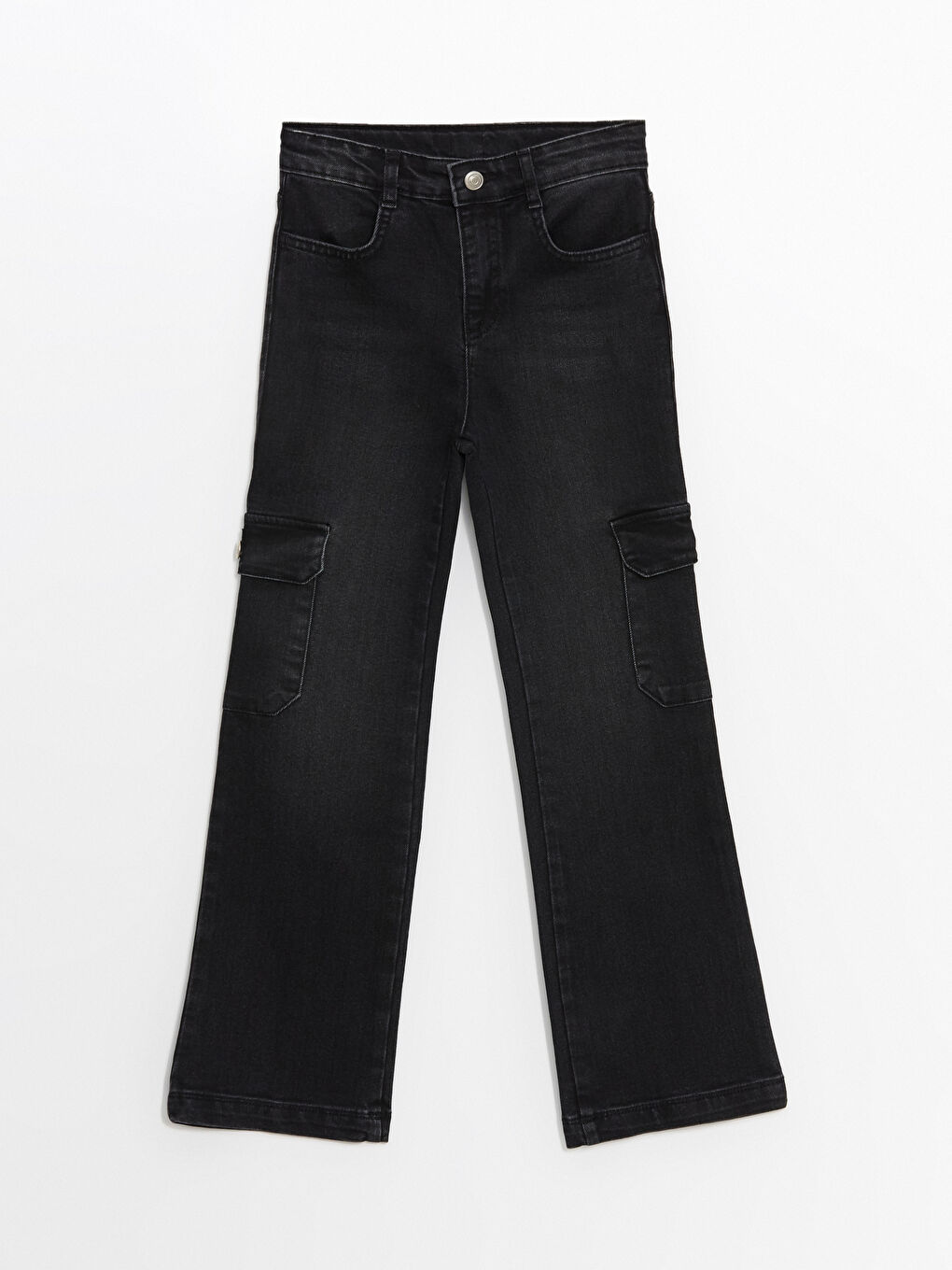 بنطلون جينز بناتي بخصر مرن قابل للتعديل