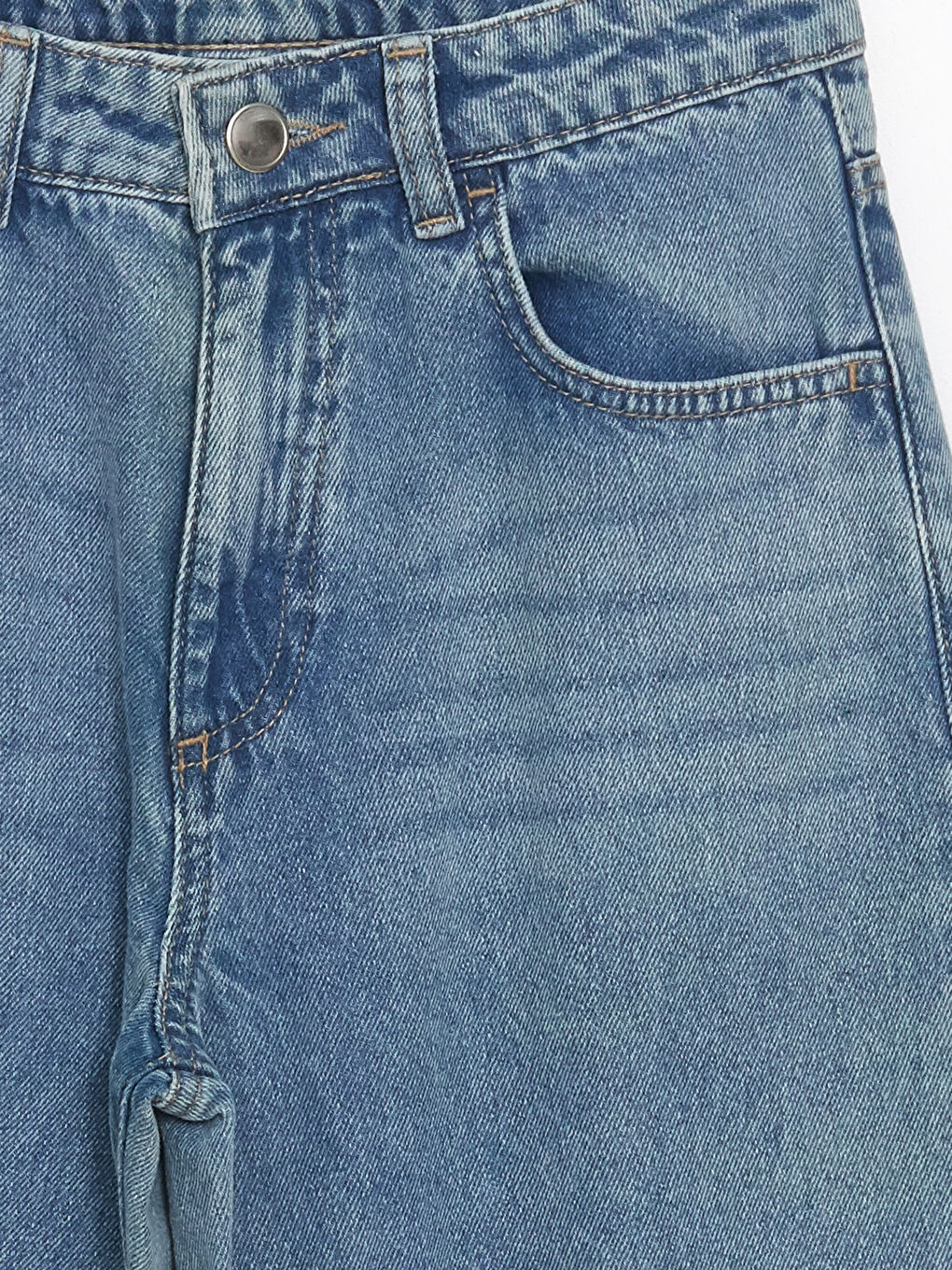 Girl's Jean Trousers with Adjustable Elastic Waist-1