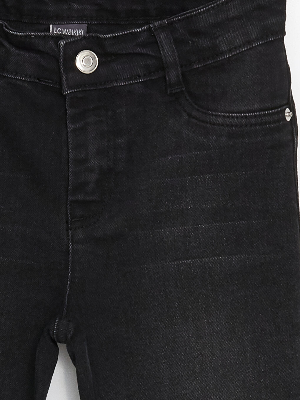 بنطلون جينز بناتي بخصر مرن قابل للتعديل-1