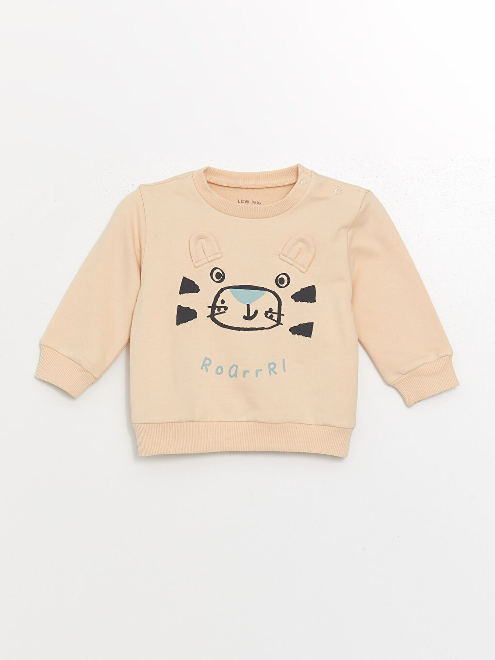Bej Baskılı Erkek Bebek Sweatshirt