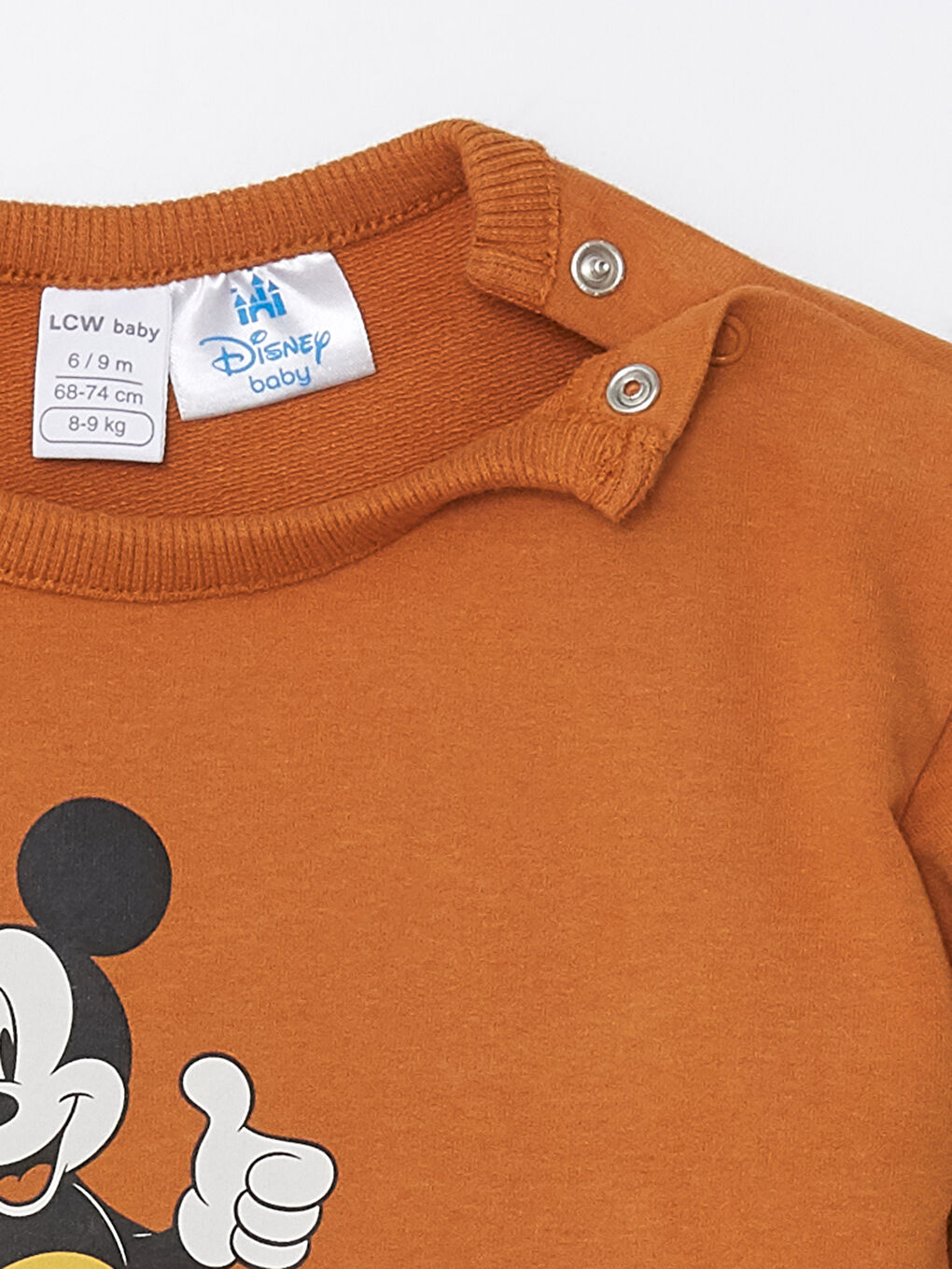 LCW baby Turuncu Bisiklet Yaka Mickey Mouse Baskılı Erkek Bebek Sweatshirt ve Eşofman Alt 2'li Takım - 5