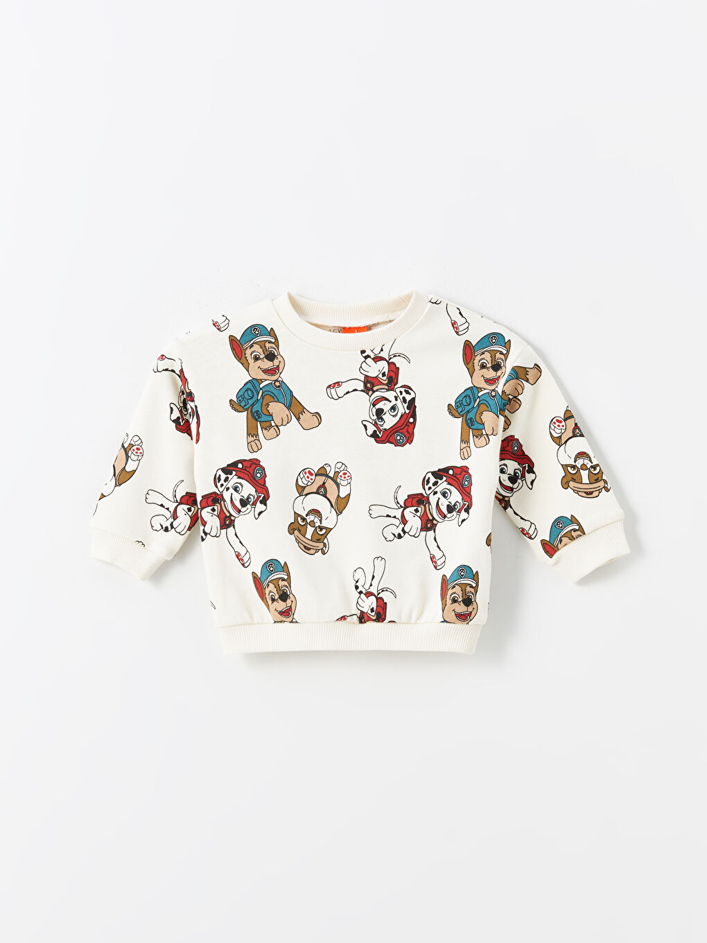 LCW baby Ekru Baskılı Bisiklet Yaka Uzun Kollu Paw Patrol Baskılı Erkek Bebek Sweatshirt