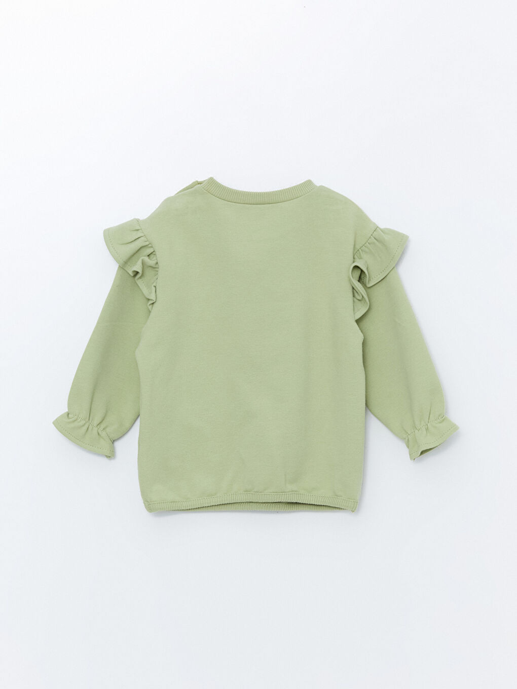 LCW baby Açık Yeşil Bisiklet Yaka Uzun Kollu Baskılı Kız Bebek Sweatshirt ve Eşofman Alt 2'li Takım - 3