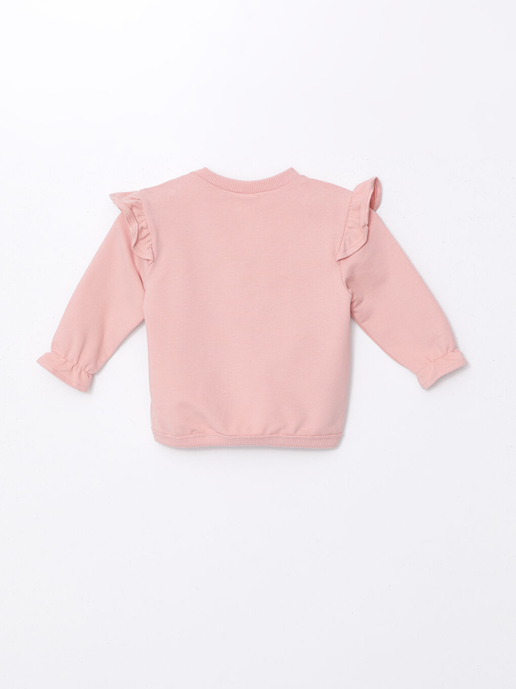 LCW baby Pembe Bisiklet Yaka Uzun Kollu Baskılı Kız Bebek Sweatshirt ve Eşofman Alt 2'li Takım - 2