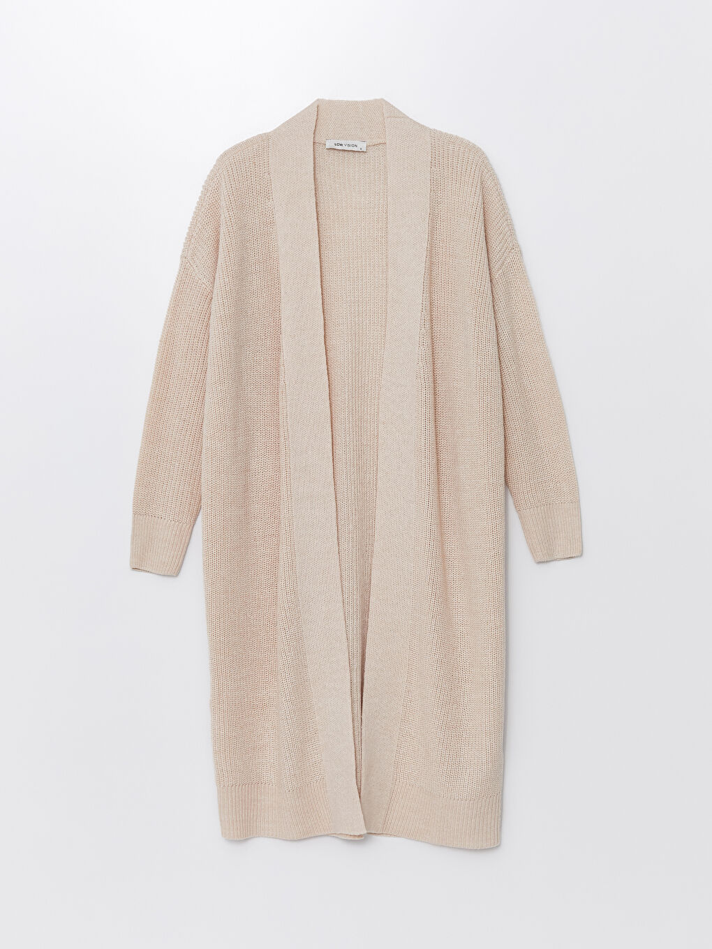 Әйелдерге арналған трикотаж өрнексіз оверсайз кардиган шаль жағалы-4