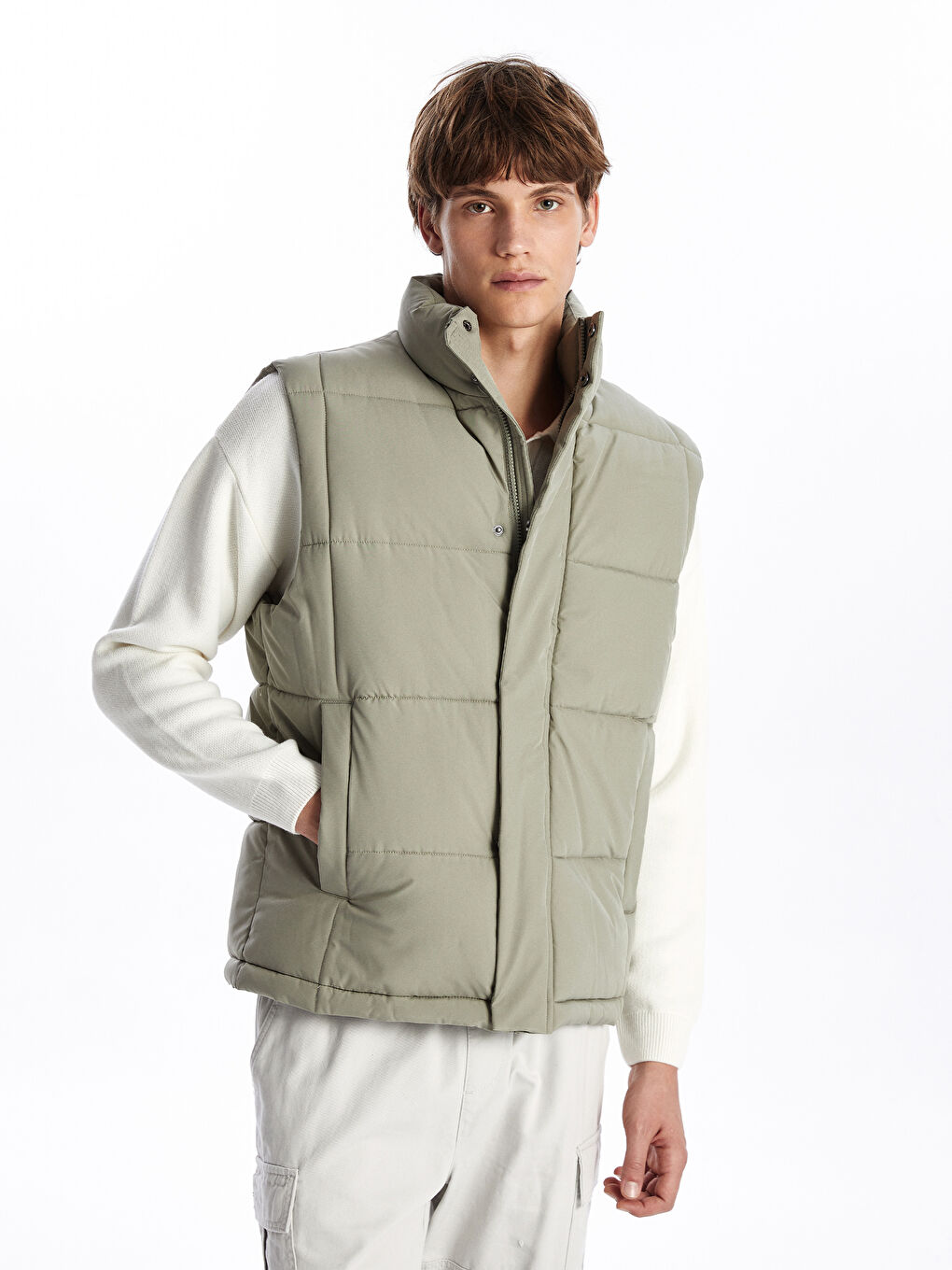 Свободный жилет с воротником-труба для мужчин