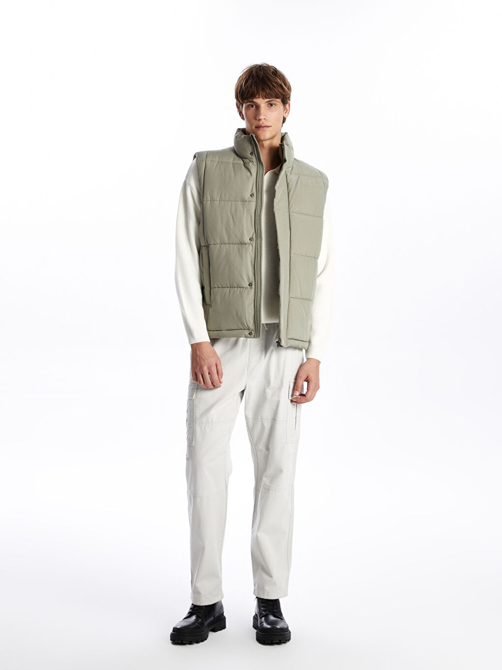 Свободный жилет с воротником-труба для мужчин-1