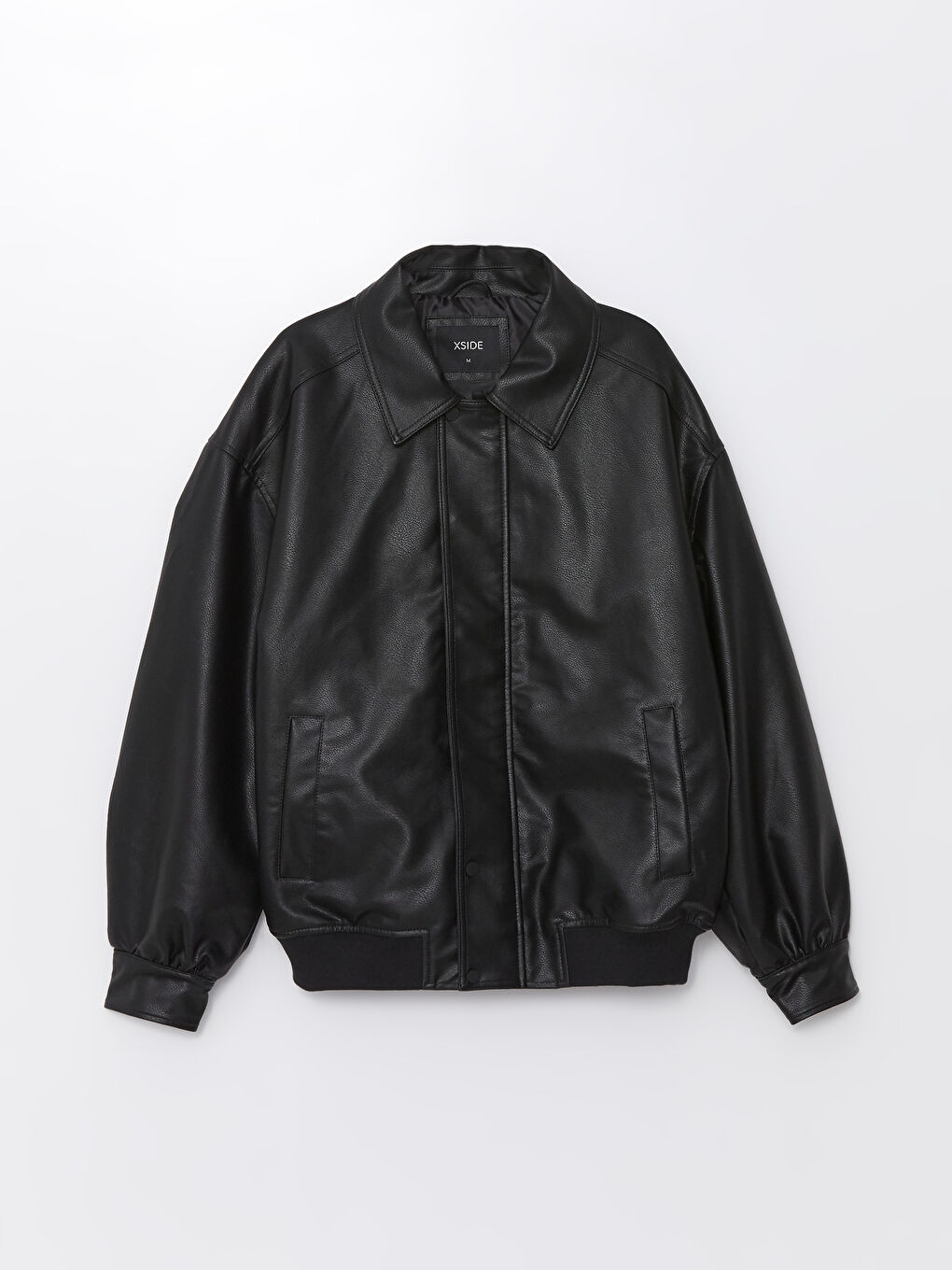 თავისუფალი ჭრა პერანგის საყელო მამაკაცის ხელოვნური ტყავის ქურთუკი-5