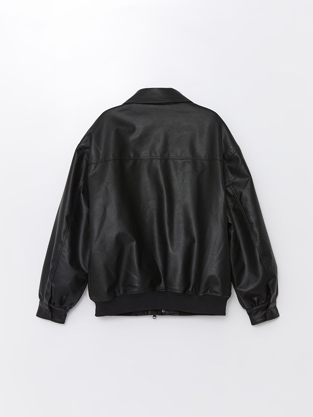 თავისუფალი ჭრა პერანგის საყელო მამაკაცის ხელოვნური ტყავის ქურთუკი-6