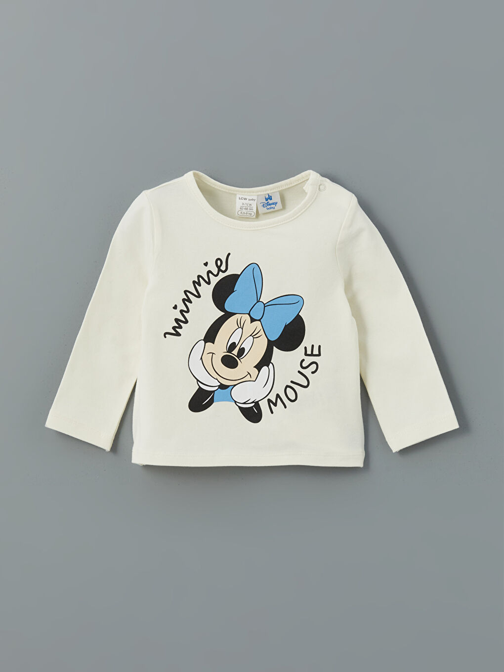 Ekru Minnie Mouse Baskılı Kız Bebek Tişört