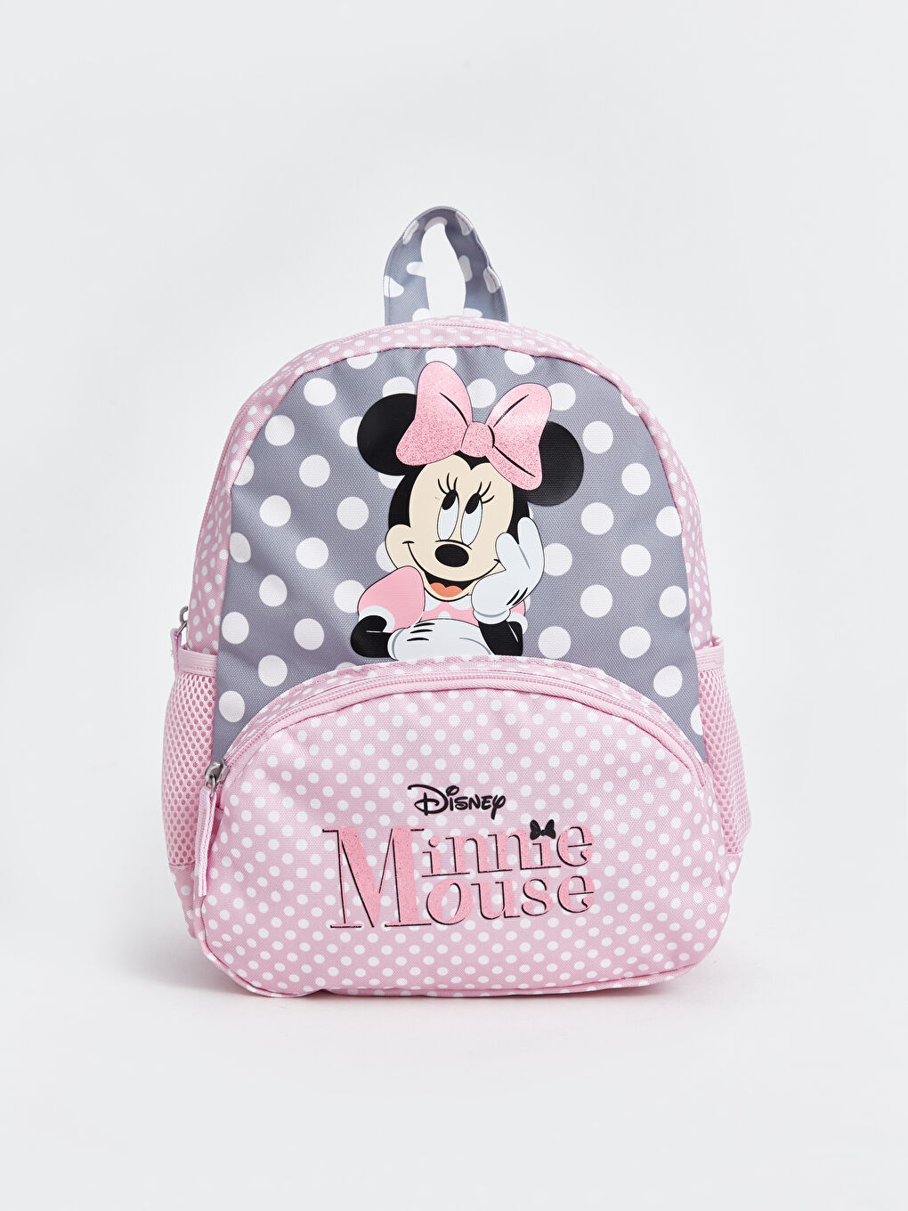 LCW ACCESSORIES Açık Gri Baskılı Minnie Mouse Baskılı Kız Çocuk Okul Çantası - 1