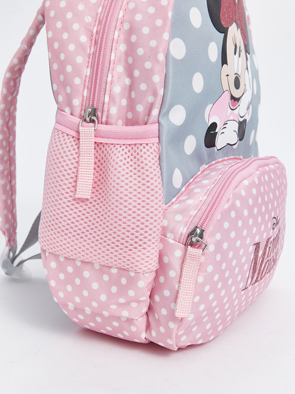 LCW ACCESSORIES Açık Gri Baskılı Minnie Mouse Baskılı Kız Çocuk Okul Çantası - 2