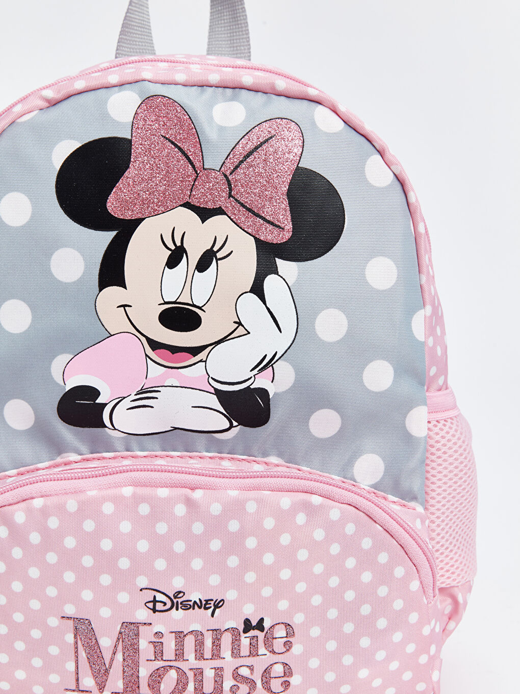 LCW ACCESSORIES Açık Gri Baskılı Minnie Mouse Baskılı Kız Çocuk Okul Çantası - 4