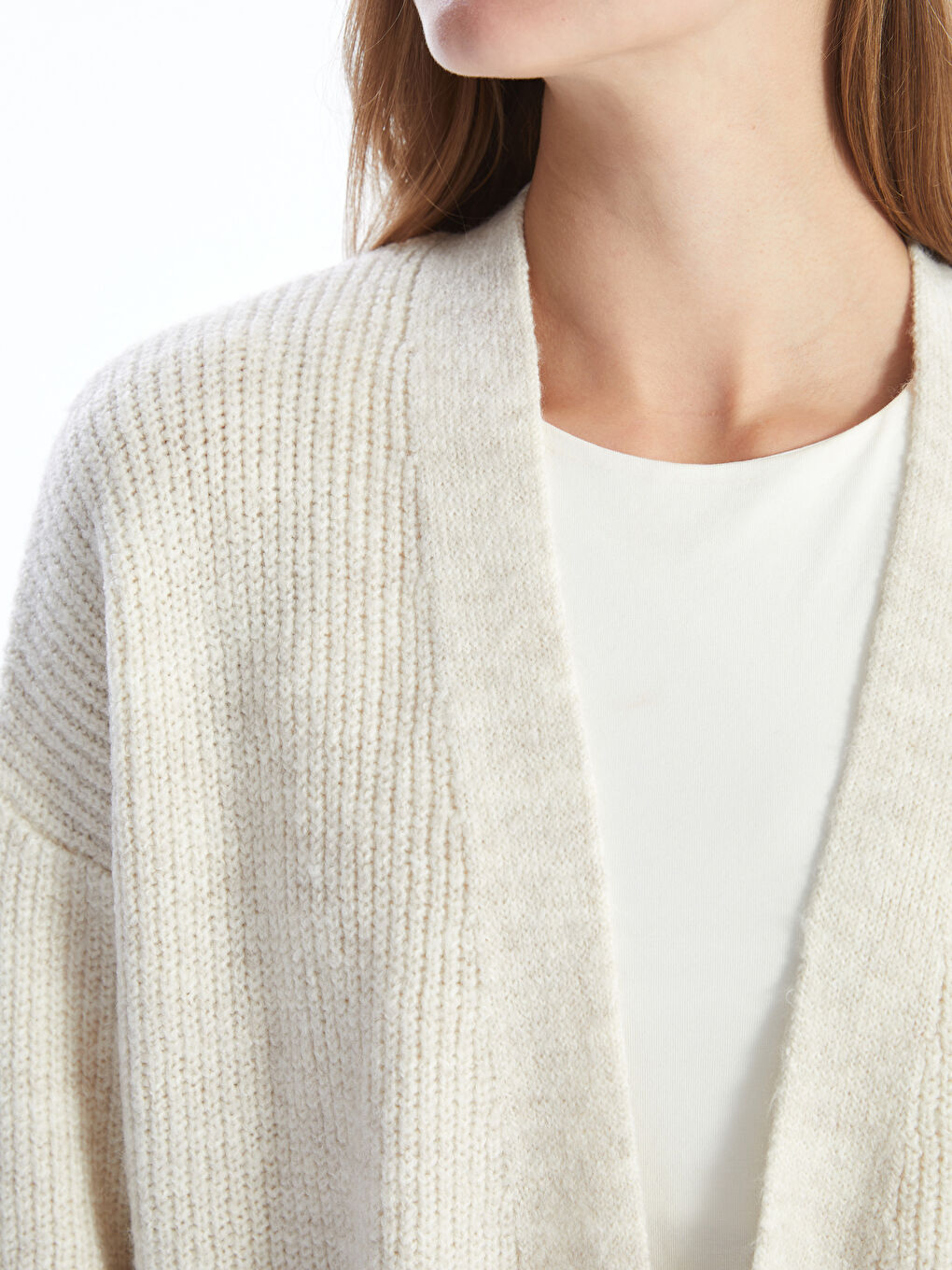 Shawl Collar Textured Oversize Women's Knit Cardigan-2