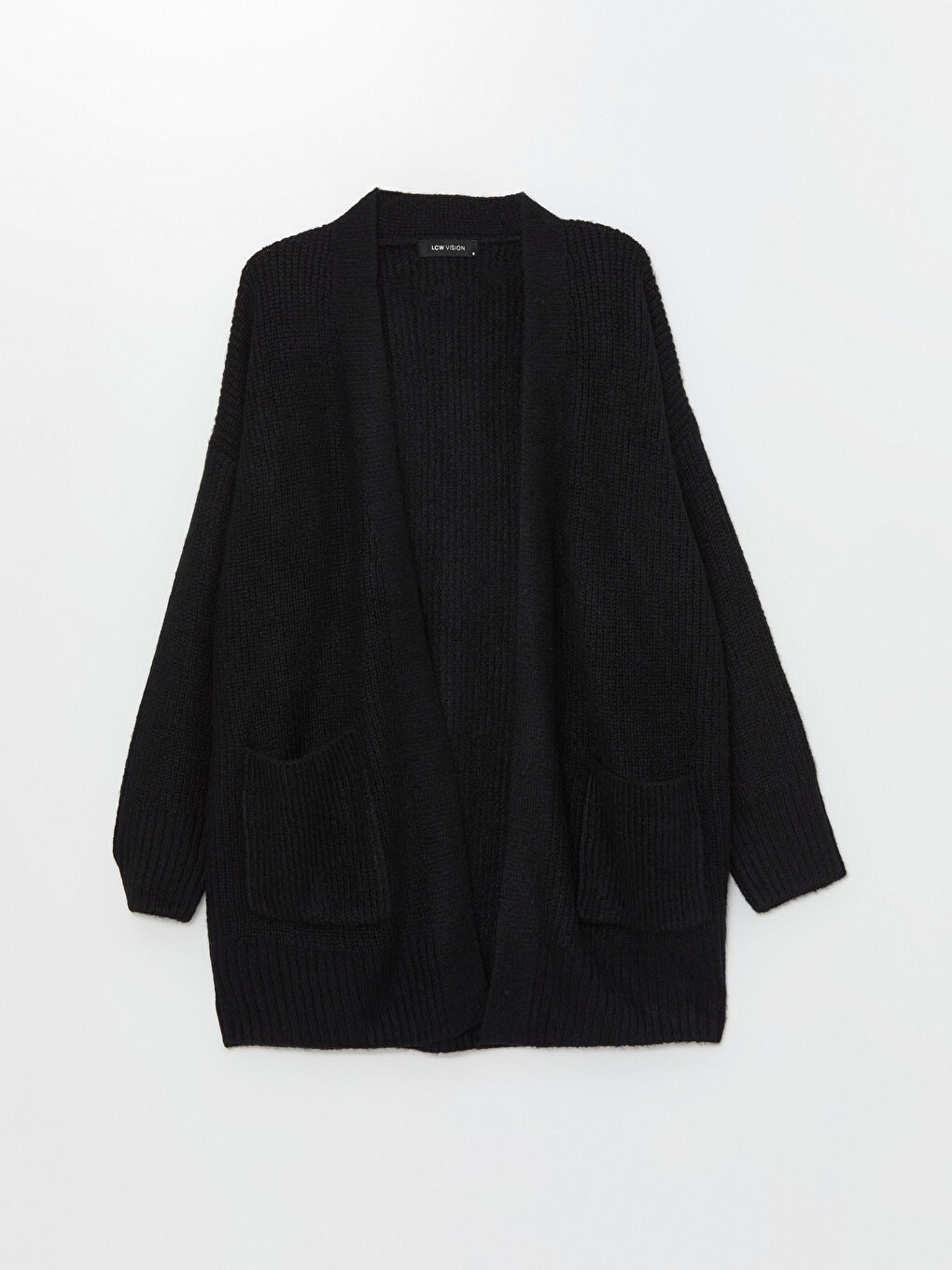 Cardigan Tricotat Supradimensionat Texturat cu Guler Șal pentru Femei-4