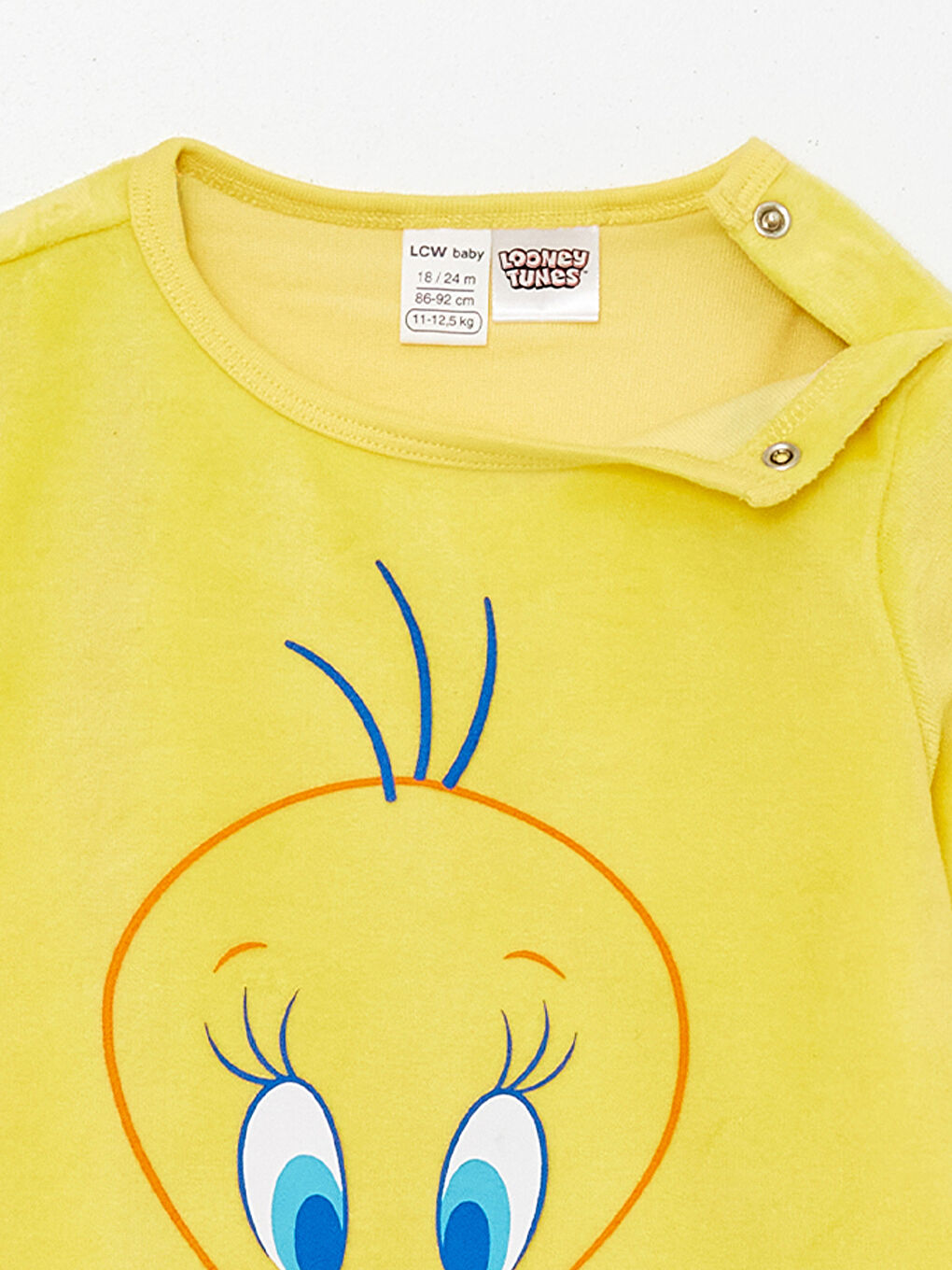 LCW baby Sarı Bisiklet Yaka Tweety Baskılı Kız Bebek Pijama Takımı - 3