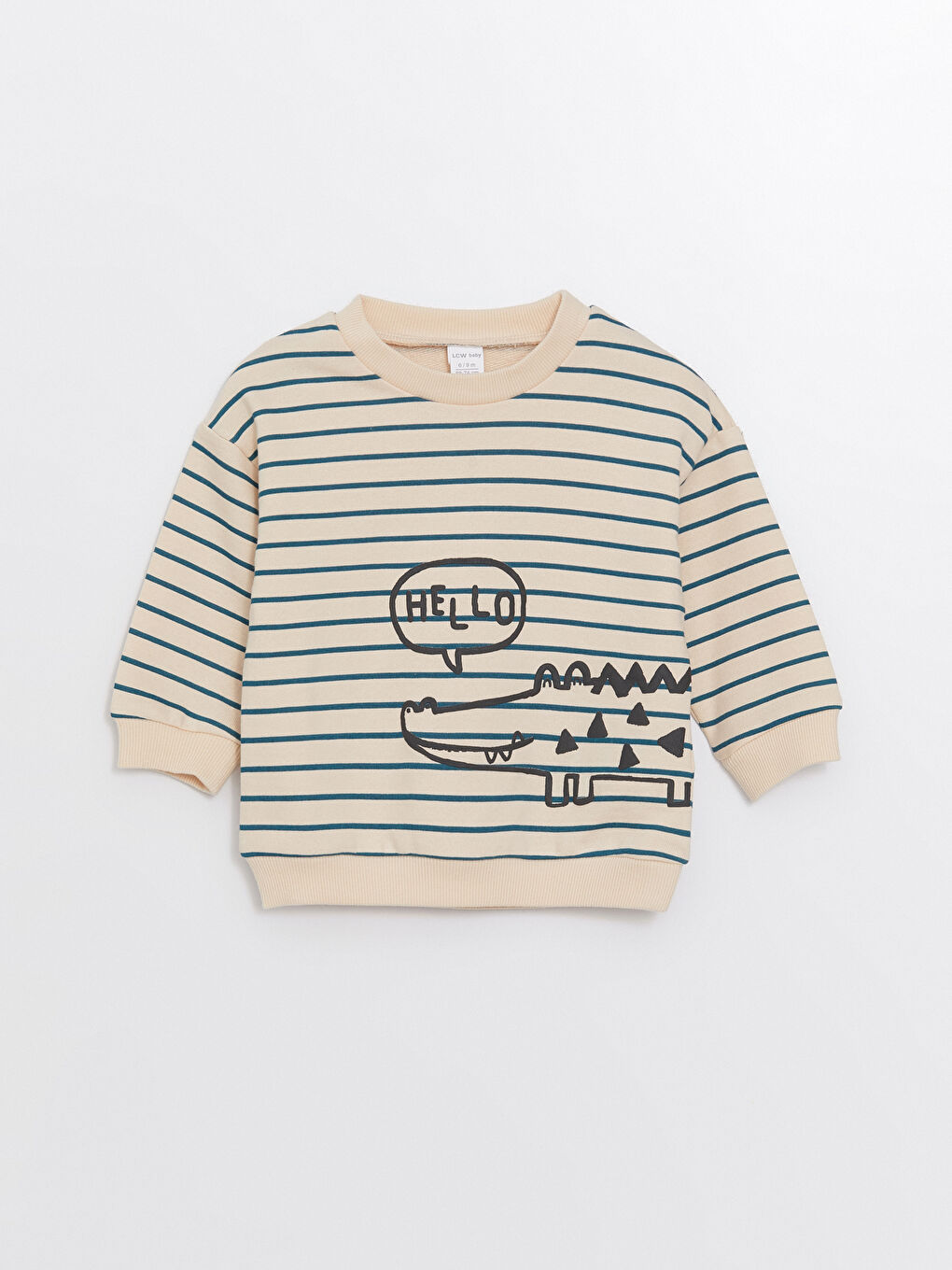 LCW baby Ekru Bisiklet Yaka Uzun Kollu Baskılı Erkek Bebek Sweatshirt ve Eşofman Alt 2'li Takım - 1