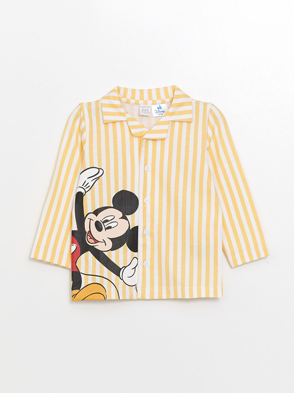 LCW Kids Ekru Mickey Mouse Baskılı Erkek Çocuk Pijama Üst