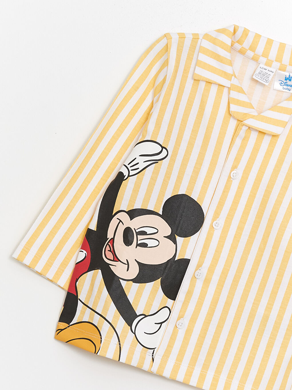 Polo Collar Long Sleeve Mickey Mouse Printed Baby Boys' Pyjama Set-5