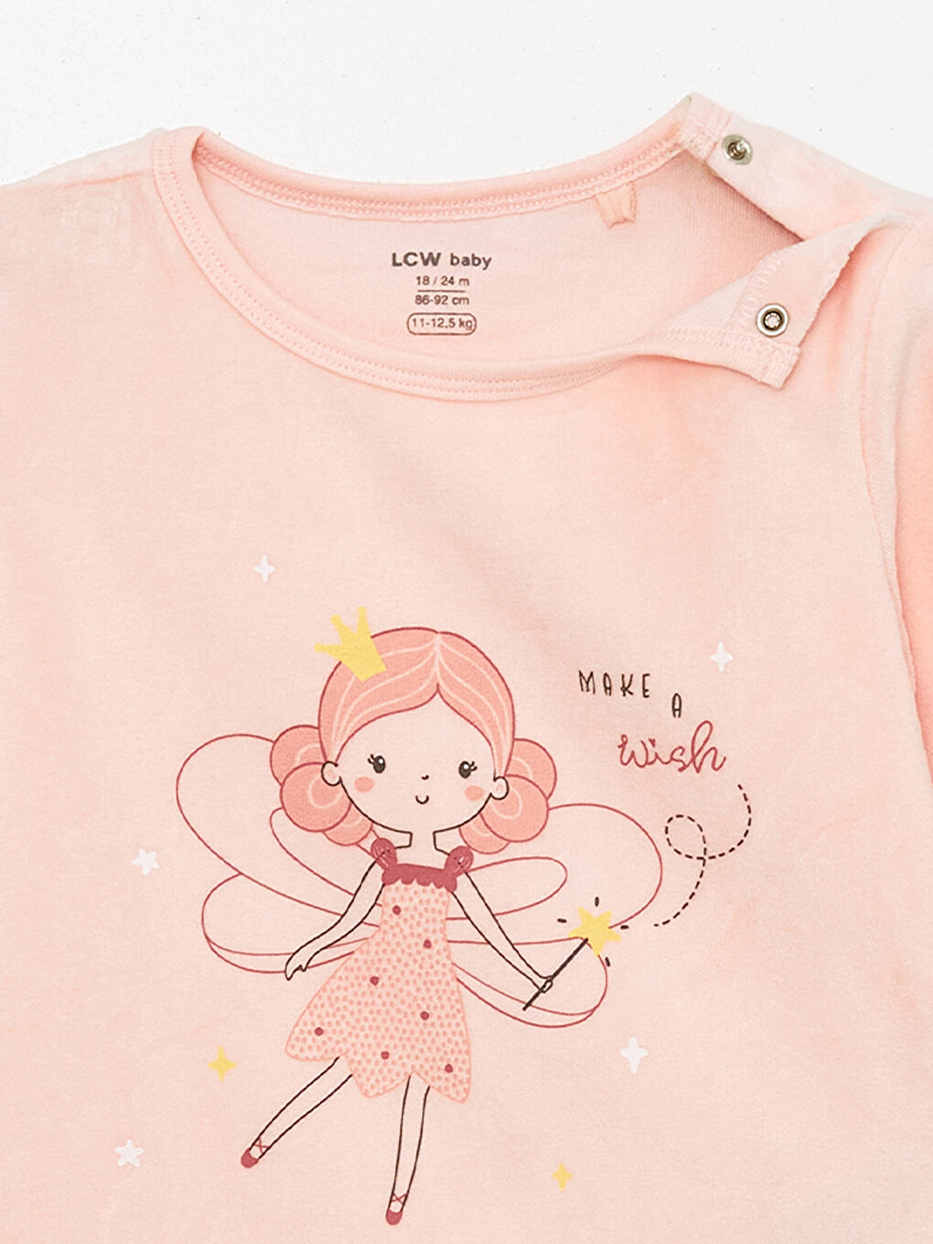 LCW baby Bebek Pembe Bisiklet Yaka Uzun Kollu Baskılı Kız Bebek Pijama Takımı - 3