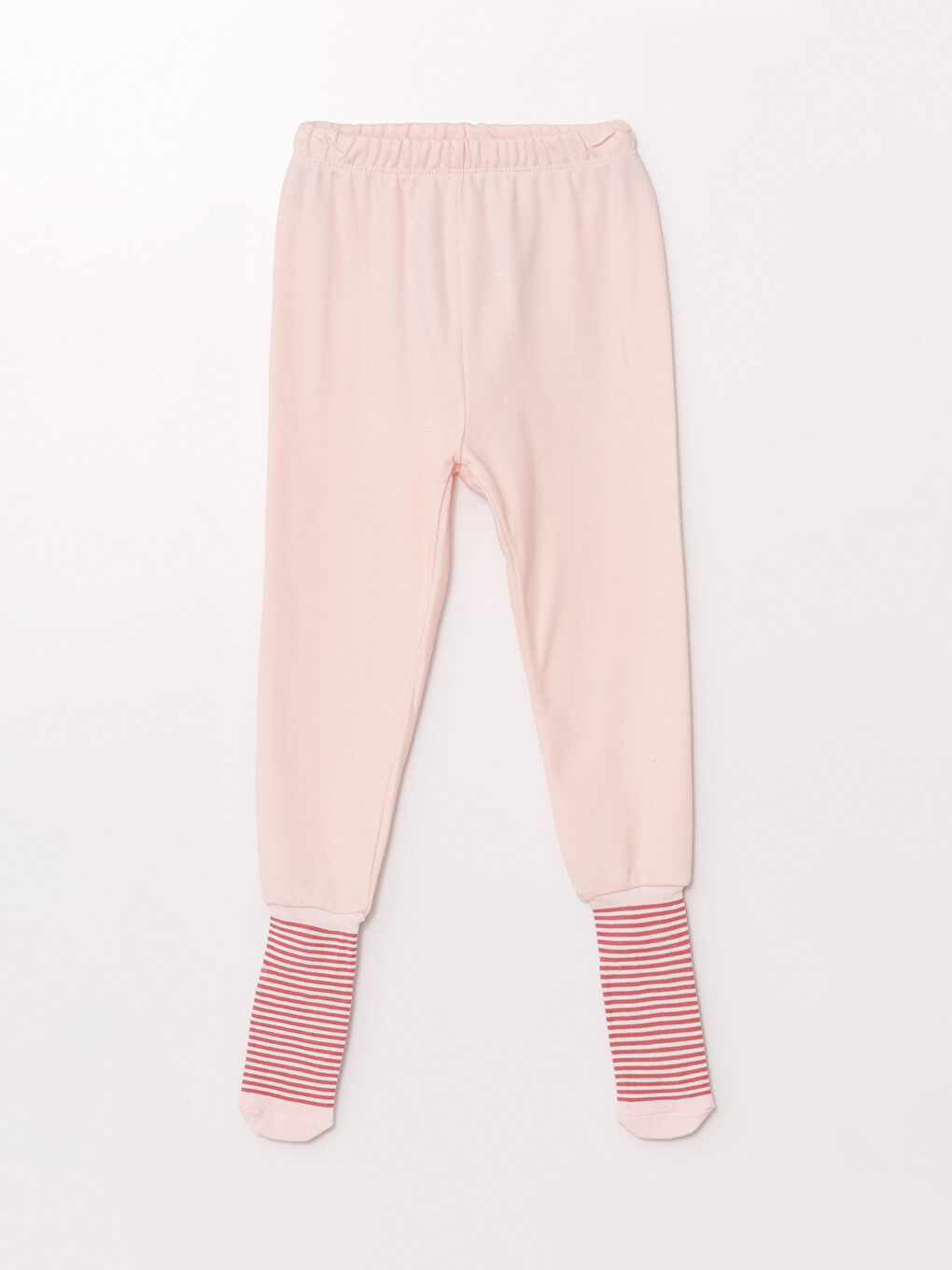 LCW baby Pembe Beli Lastikli Kız Bebek Çoraplı Pijama Alt