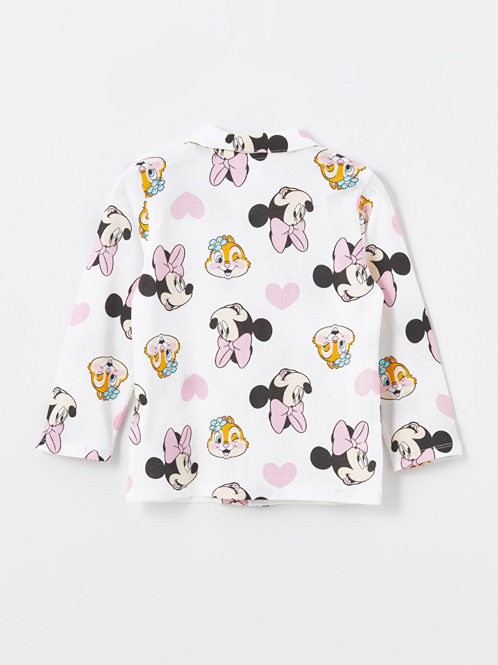 LCW baby Ekru Baskılı Polo Yaka Kısa Kollu Minnie Mouse Baskılı Kız Bebek Pijama Takım - 2