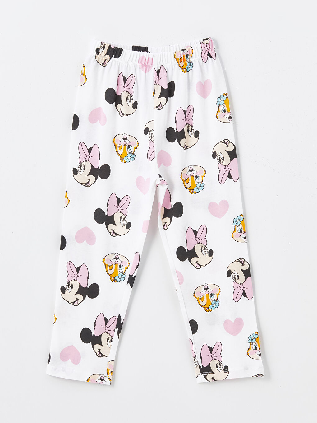 LCW baby Ekru Baskılı Polo Yaka Kısa Kollu Minnie Mouse Baskılı Kız Bebek Pijama Takım - 3