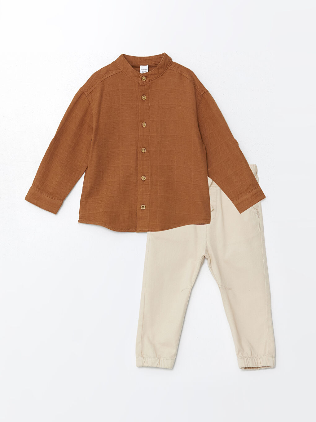 LCW Kids Long Sleeve Baby Boys Shirt and Pants 2-Pack Set -W49081Z1-HBR